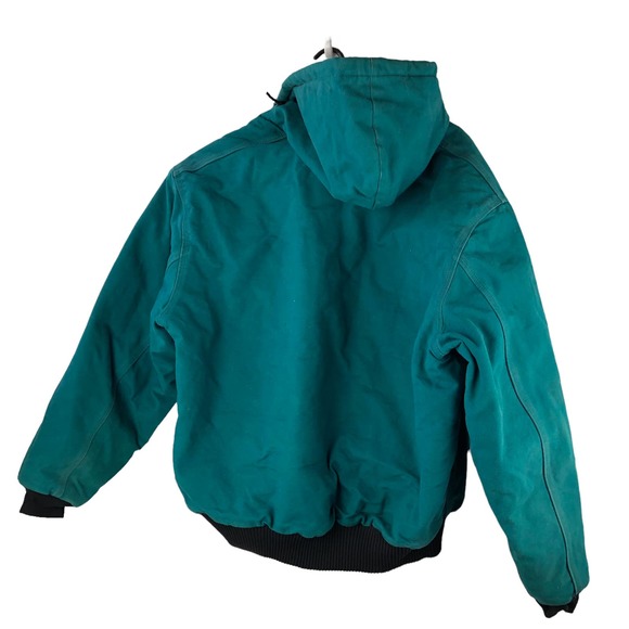 Carhartt Teal Vintage Hooded Work Jacket Lined Distressed jq1032 USA 2X-Large - Picture 11 of 12